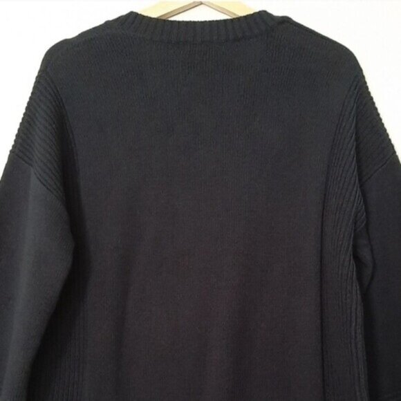 JOE FRESH \ High-Low Hem Relaxed Fit V-Neck Pullover Sweater Navy Blue Sz S - Picture 9 of 14